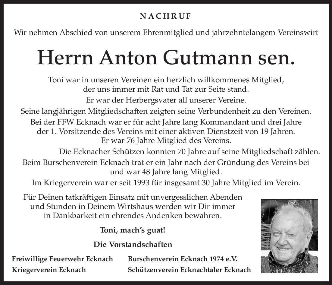 Anton Gutmann Nachruf